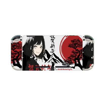 Nintendo Switch Game Console Stickers ｜PVC - Japan, Japanese, Red, Samurai, Pretty Girl, Tiger, Kanji, Mountains (Designed by Dunbi)