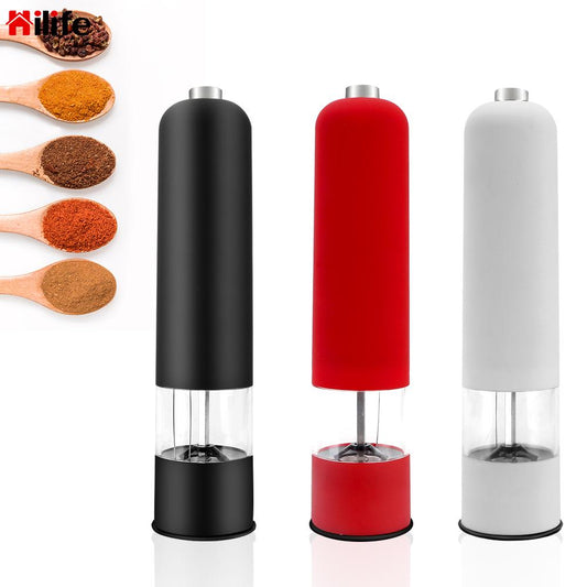 Electric Automatic Pepper Salt Mill Gadget Kitchen Tools Seasoning Bottle Spice Grinder Kitchen Accessories With LED Light - DunbiBeauty, LLC