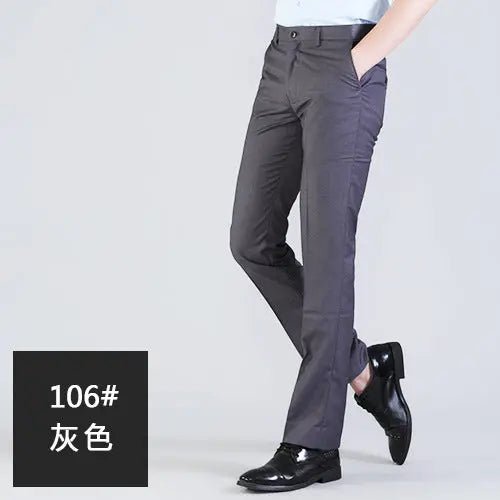 Elegant bird men's men's suits deep gray professional work Slim western pants business black four seasons free hot - DunbiBeauty, LLC