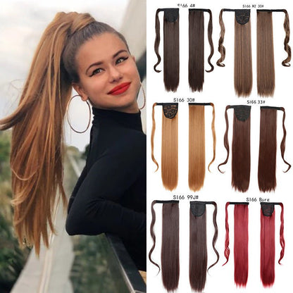 European And American Long Straight Hair Velcro Ponytail - DunbiBeauty, LLC