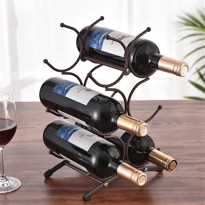 European style 6 Bottle Wine Rack Metal Freestanding Kitchen Storage Stand Wine Cabinet Grape Wine Shelf Display Bar - DunbiBeauty, LLC