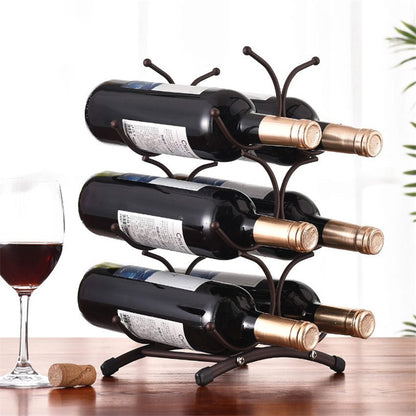 European style 6 Bottle Wine Rack Metal Freestanding Kitchen Storage Stand Wine Cabinet Grape Wine Shelf Display Bar - DunbiBeauty, LLC