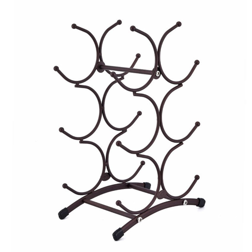 European style 6 Bottle Wine Rack Metal Freestanding Kitchen Storage Stand Wine Cabinet Grape Wine Shelf Display Bar - DunbiBeauty, LLC