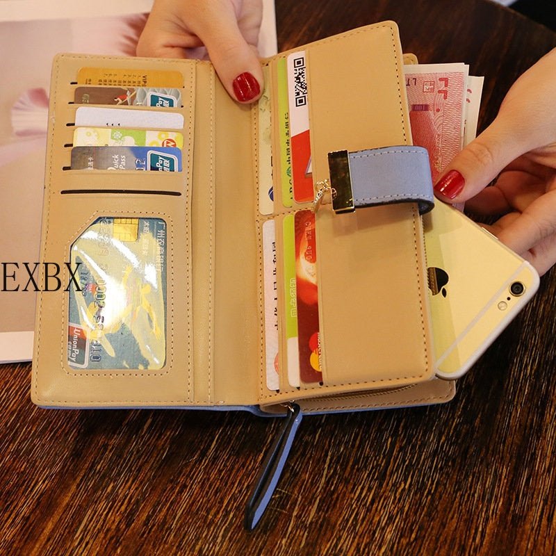 EXBX Women Wallet Hollow Golden Leaf Buckle Wallet PU Leather Purse Female Long Wallet for Women Coin Purse Card Holders Clutch - DunbiBeauty, LLC