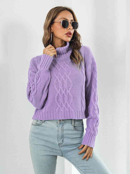 Turtleneck Dropped Shoulder Sweater