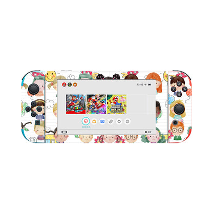 Nintendo Switch Game Console Stickers ｜PVC - Kids, Notebook, Rocket, Sun, Smiley, School Bus, Tree, Flowers, Hearts, Clouds, Nature, Children, Boys, Girls, Friendship (Designed by Dunbi)