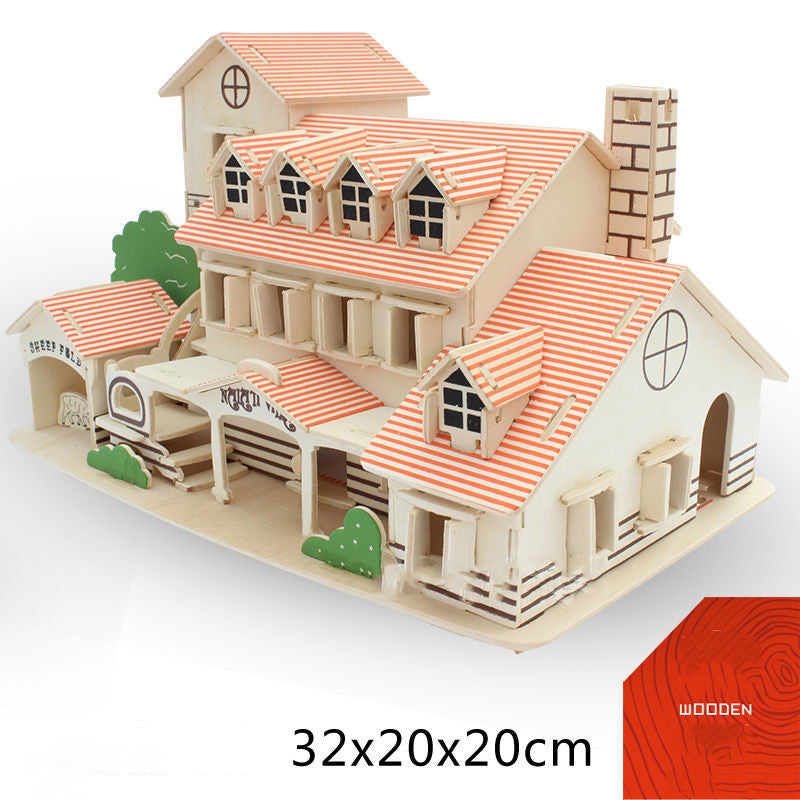 Small Wooden House 3d Fight Children's Building Block Toy Intelligence Development