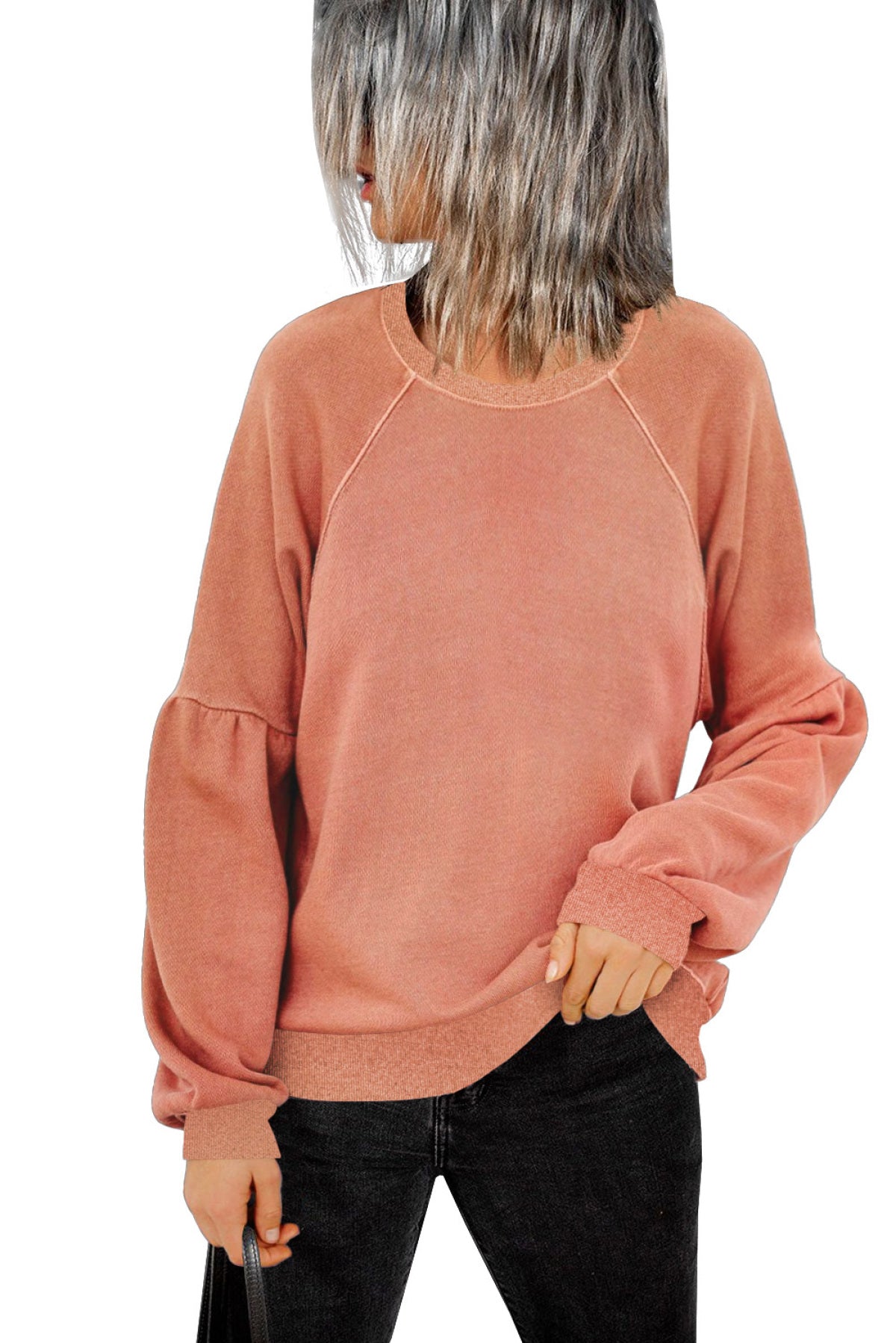 Raglan Patchwork Sleeve Pullover Sweatshirt Kiwidrop