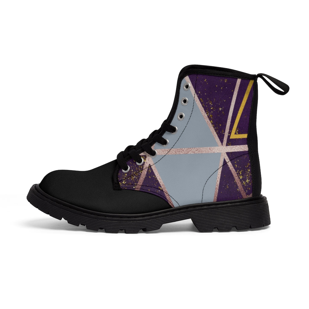 Women's Purple Geometric Canvas Boots Printify