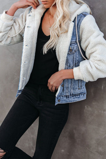 Sherpa Denim Splicing Buttoned Jacket Kiwidrop