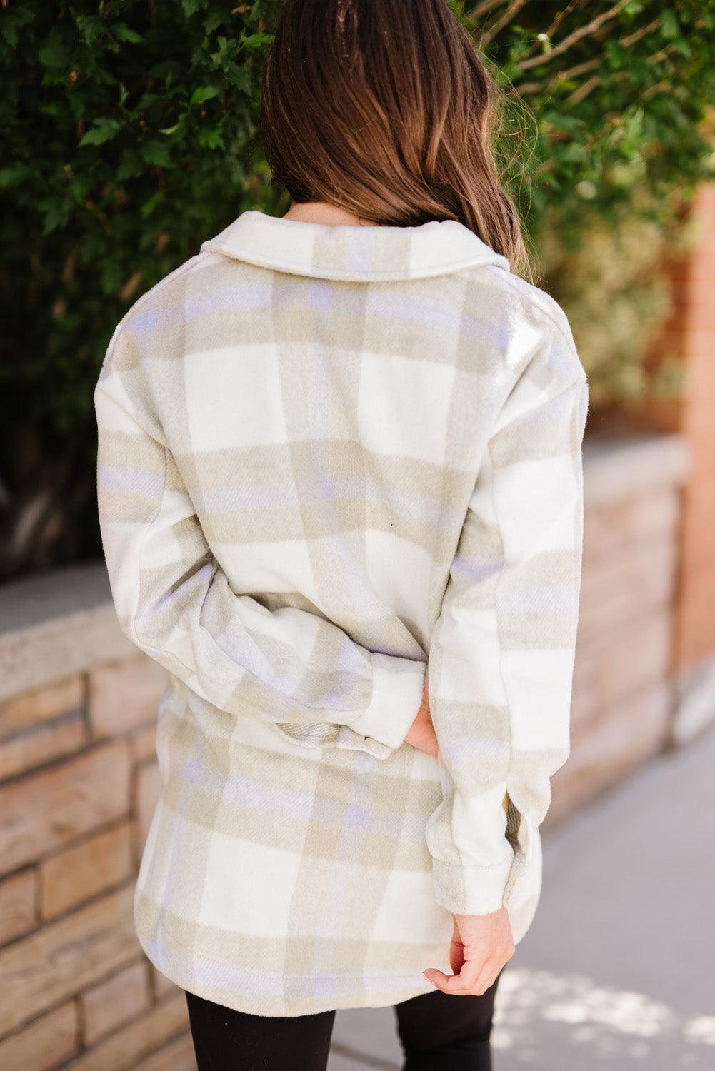 Plaid Dropped Shoulder Pocket Shacket Trendsi