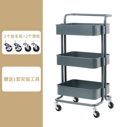 Movable wheeled kitchen storage rack trolley living room storage floor-to-floor beauty salon trolley supplies storage rack Larnt