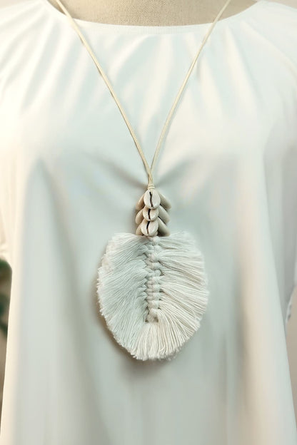 Leaf Macrame Pendant Necklace