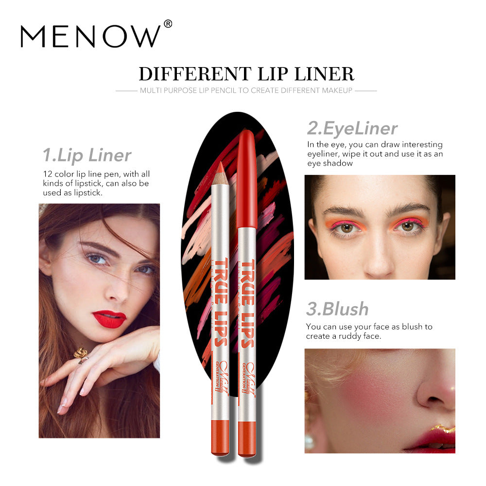 MENOW Makeup P14002 Lip Liner 12 Colors Mixed Color Waterproof Lipstick Pen Cosmetics Hypersku