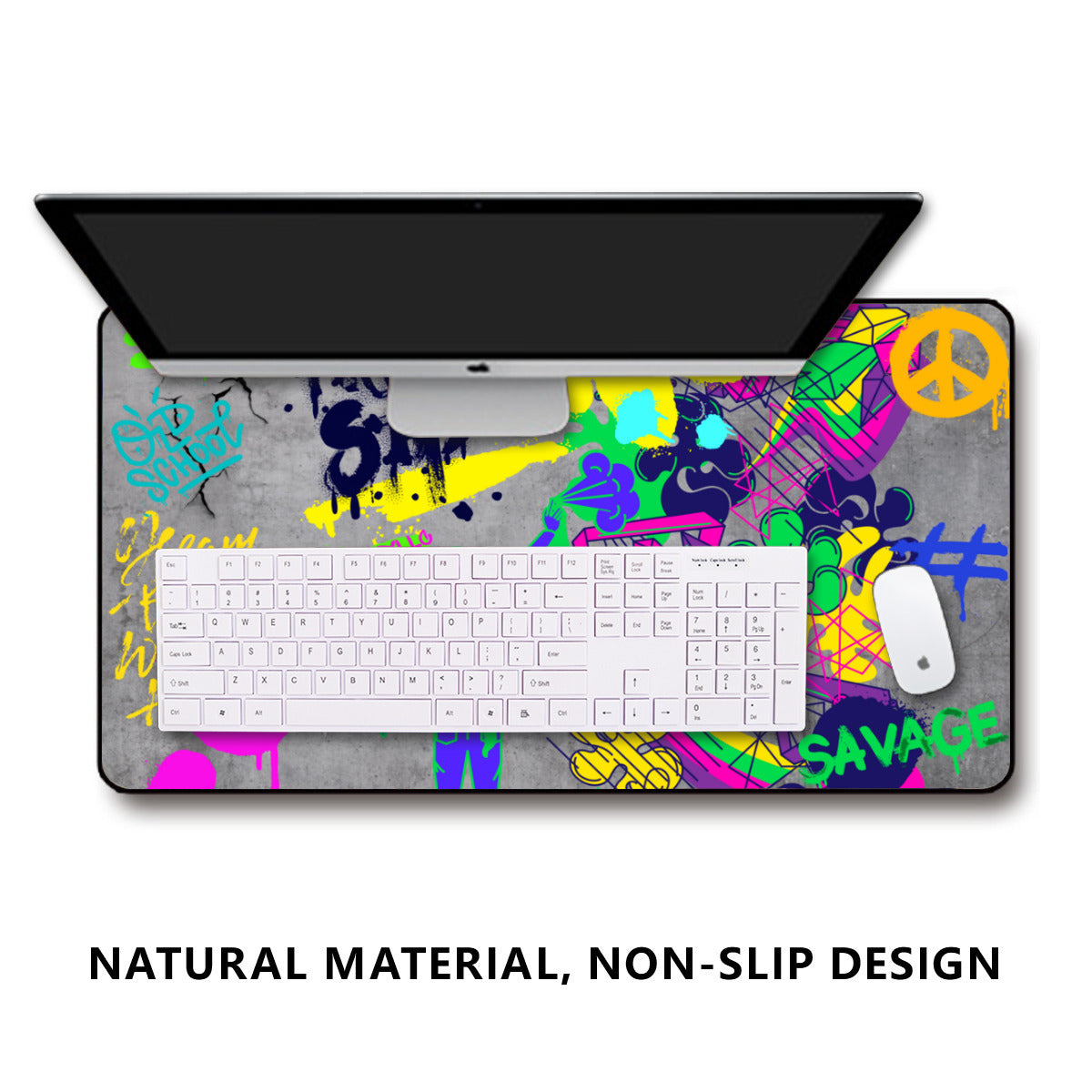 Black Lock Edge Mouse Pad (16×30inch)｜Polyester -Graffiti, Paint, Art, Spray Painting, Don't Give Up, Inspirational, Motivational (Designed by Dunbi)