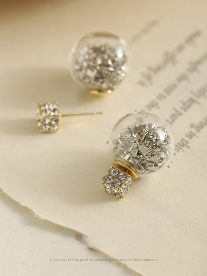 Rhinestone Ball Stud Earrings Kiwidrop