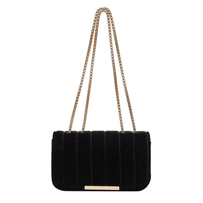 One Shoulder Velvet Chain Crossbody Bag