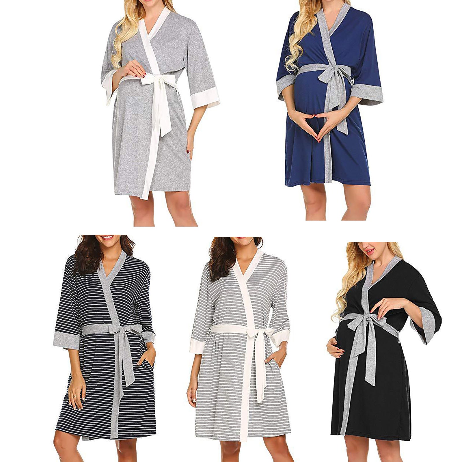 Summer Maternity Pajamas Robe Nightgown Nightdress Nursing Dress Wrap Sleepwear Nightwear Larnt