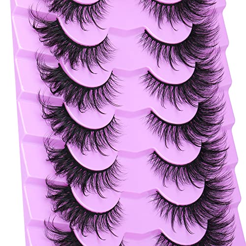 False Eyelashes Fairy Cat Eye Lashes Mink Fluffy Fox Eye Lashes Wispy Dramatic Eyelashes 20mm Fake Lashes 7 Pairs Pack by ALICE - DunbiBeauty, LLC