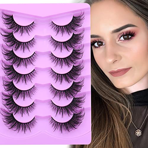 False Eyelashes Fairy Cat Eye Lashes Mink Fluffy Fox Eye Lashes Wispy Dramatic Eyelashes 20mm Fake Lashes 7 Pairs Pack by ALICE - DunbiBeauty, LLC