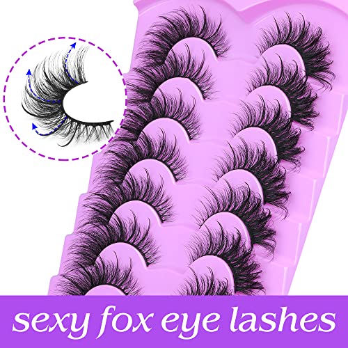 False Eyelashes Fairy Cat Eye Lashes Mink Fluffy Fox Eye Lashes Wispy Dramatic Eyelashes 20mm Fake Lashes 7 Pairs Pack by ALICE - DunbiBeauty, LLC