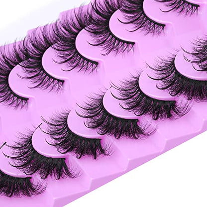 False Eyelashes Fairy Cat Eye Lashes Mink Fluffy Fox Eye Lashes Wispy Dramatic Eyelashes 20mm Fake Lashes 7 Pairs Pack by ALICE - DunbiBeauty, LLC