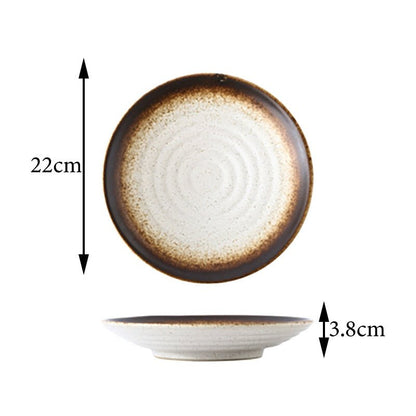 FANCITY Deep round plate, ceramic creative salad plate, household dish, shallow plate - DunbiBeauty, LLC