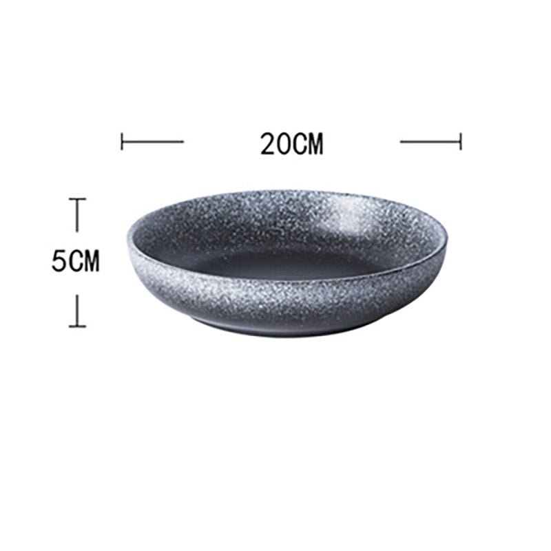 FANCITY Deep round plate, ceramic creative salad plate, household dish, shallow plate - DunbiBeauty, LLC