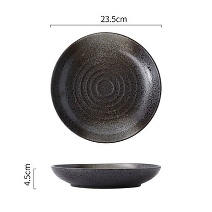 FANCITY Deep round plate, ceramic creative salad plate, household dish, shallow plate - DunbiBeauty, LLC