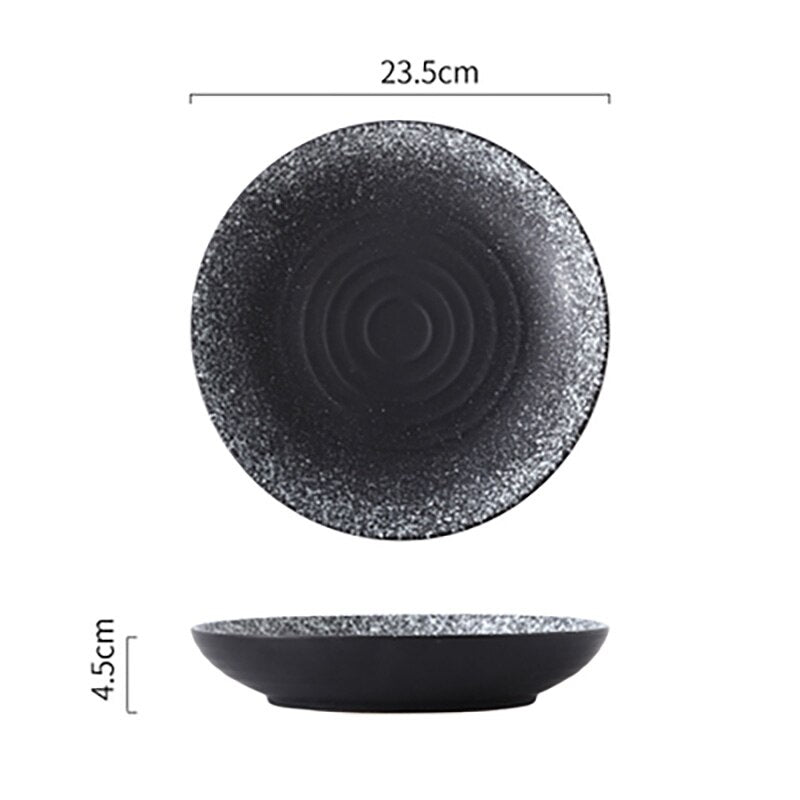 FANCITY Deep round plate, ceramic creative salad plate, household dish, shallow plate - DunbiBeauty, LLC