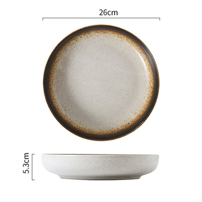 FANCITY Deep round plate, ceramic creative salad plate, household dish, shallow plate - DunbiBeauty, LLC