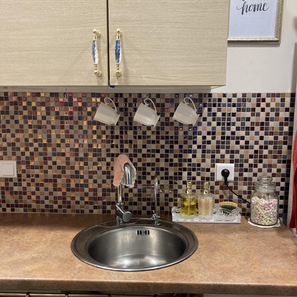 Fancytiles Waterproof Self Adhesive 3D Mosaic Wall Decal Peel and Stick Vinyl Tile Kitchen Backsplash - DunbiBeauty, LLC