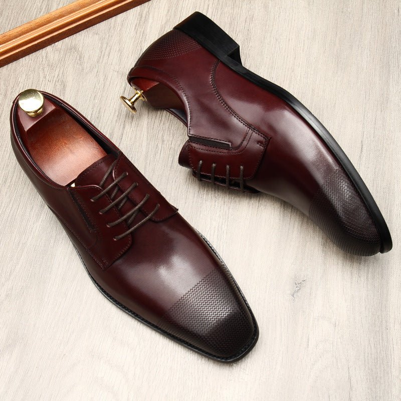 Fashion Cowhide Small Square Toe Men's Leather Shoes - DunbiBeauty, LLC