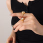 Fashion Geometric Cute Women's Gold-Plated White Sea Shell Inlaid Round Ring - DunbiBeauty, LLC