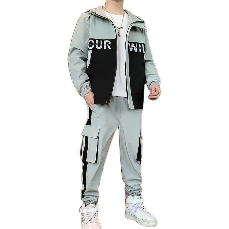 Fashion Men Clothing Jogging Suit Casual Tracksuit 2 Pcs Set Jackets and Pants - DunbiBeauty, LLC