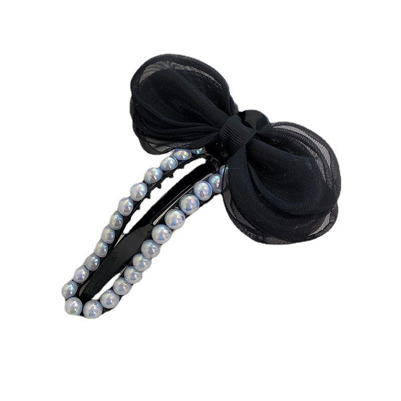 Fashion Mesh Pearl Barrettes Acrylic Hair Clip - DunbiBeauty, LLC