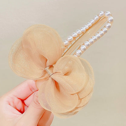 Fashion Mesh Pearl Barrettes Acrylic Hair Clip - DunbiBeauty, LLC