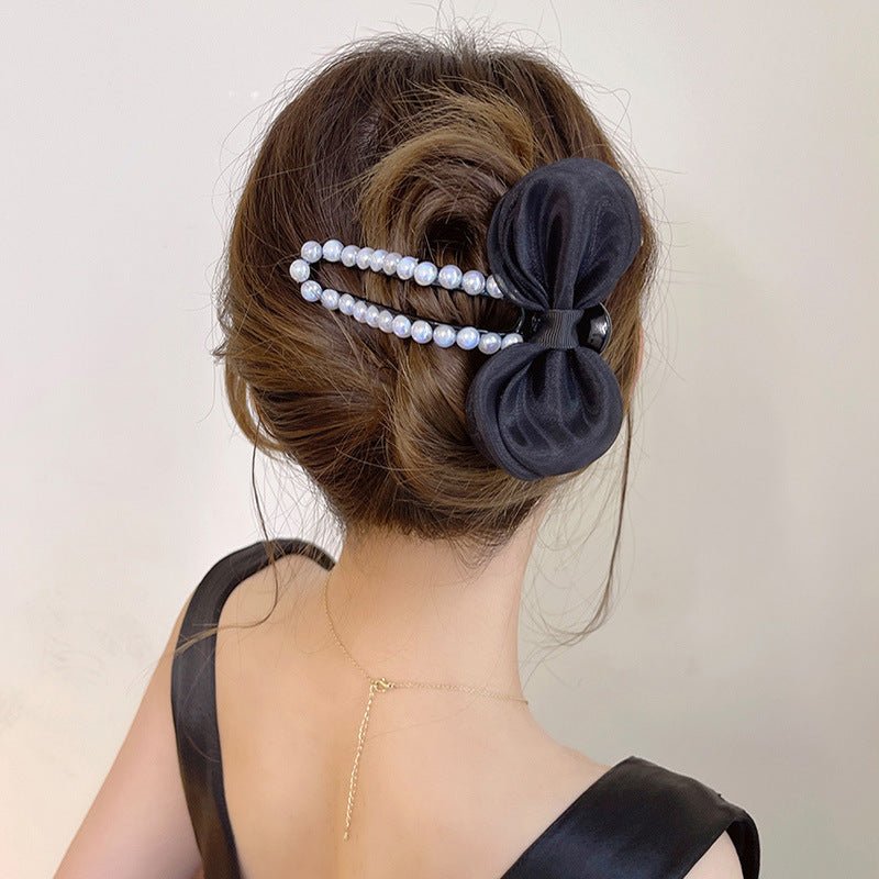 Fashion Mesh Pearl Barrettes Acrylic Hair Clip - DunbiBeauty, LLC