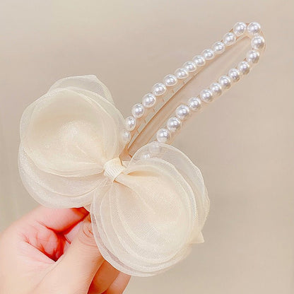 Fashion Mesh Pearl Barrettes Acrylic Hair Clip - DunbiBeauty, LLC