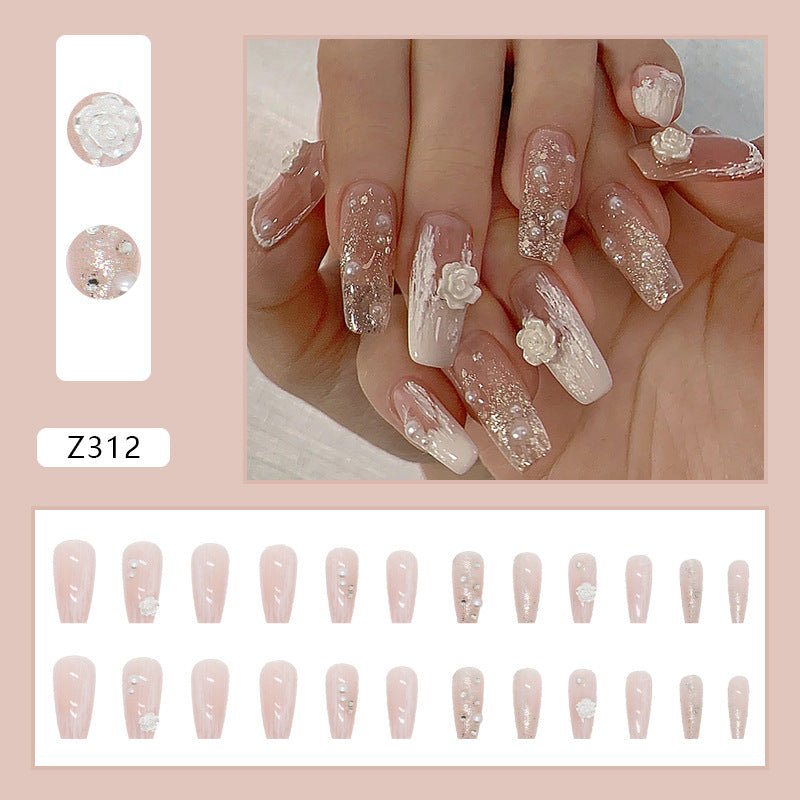 Fashion Nail Stickers Camellia Press On Nails - DunbiBeauty, LLC