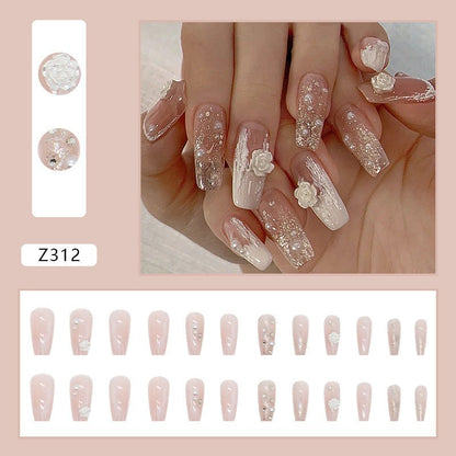 Fashion Nail Stickers Camellia Press On Nails - DunbiBeauty, LLC