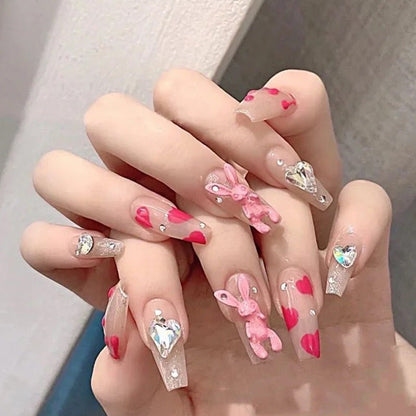 Fashion Pink Rabbit Cute Press On Nails - DunbiBeauty, LLC