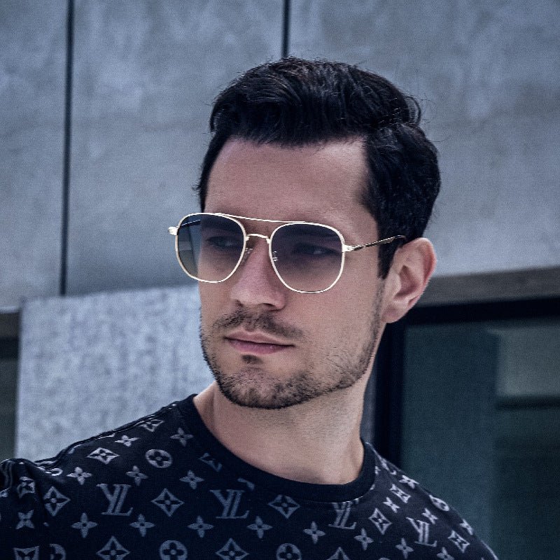 Fashion Retro Men's Double Beam Full Metal Rim UV Protection Sunglasses Shades - DunbiBeauty, LLC