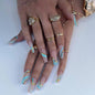 Fashion Simple Gold Line Wave Pattern Long Frosted Manicure - DunbiBeauty, LLC