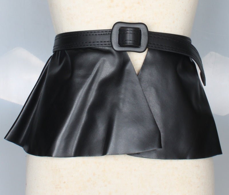 Fashion Skirt Style Extra-Wide PU Leather Waist Belt - DunbiBeauty, LLC