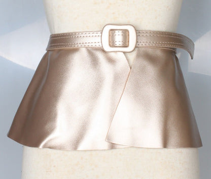 Fashion Skirt Style Extra-Wide PU Leather Waist Belt - DunbiBeauty, LLC