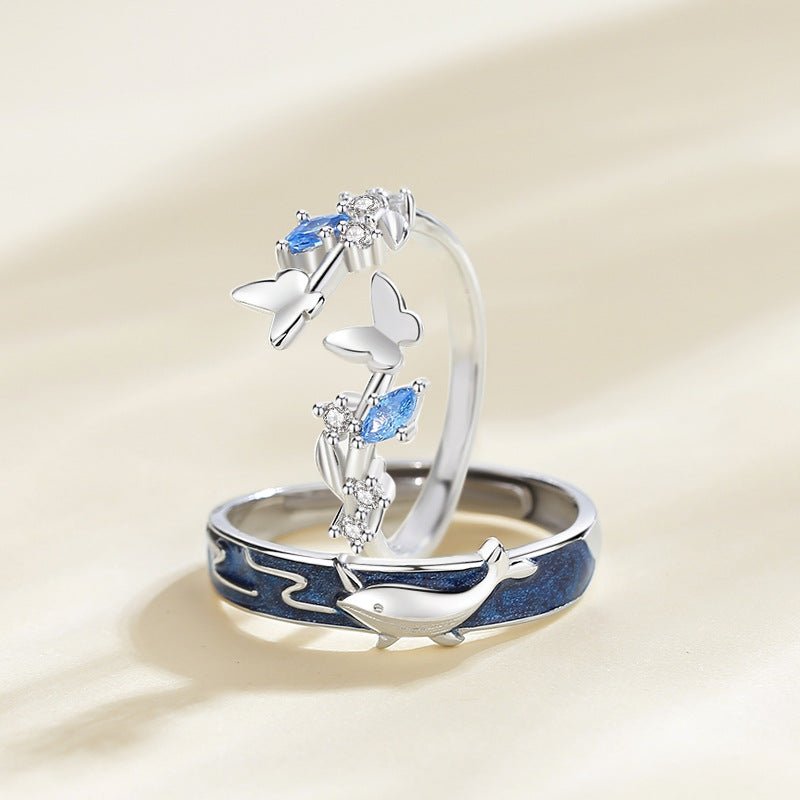 Fashion Whale Butterfly Couple Ring Girl - DunbiBeauty, LLC