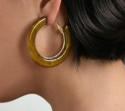 Fashionable Faux Amber Hoop Earrings - DunbiBeauty, LLC