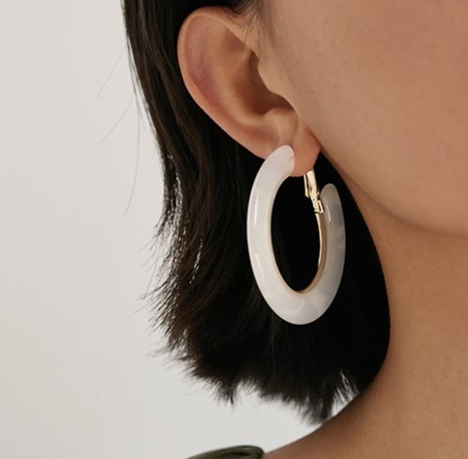 Fashionable Faux Amber Hoop Earrings - DunbiBeauty, LLC