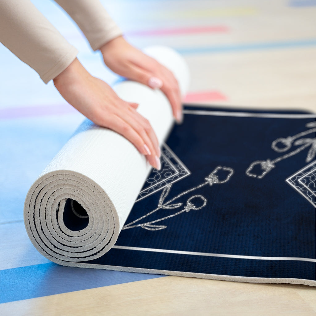 Titanium in Blue Foam Yoga Mat Printify